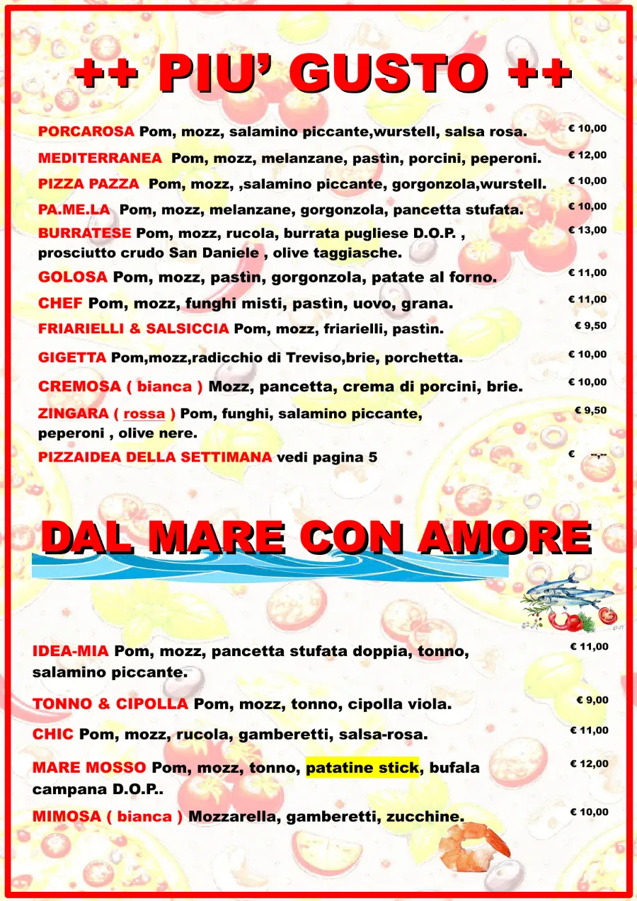 Listino online : Listino pizzaidea Pizzaidea Ceggia